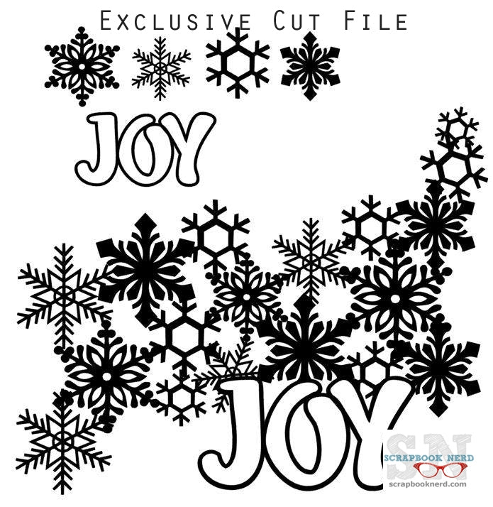 Free Cut File | JOY – scrapbook layout and cards