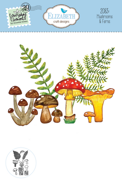 Elizabeth Craft Designs - Everyday Elements - Mushrooms and Ferns die set