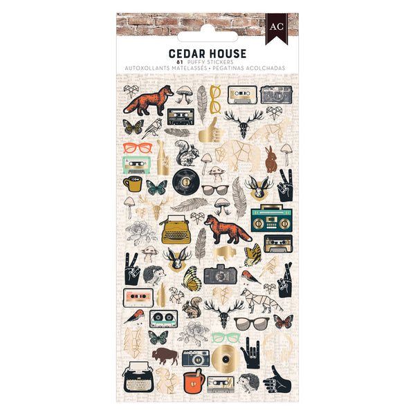 American Crafts - Cedar House - Mini Icon Puffy Stickers