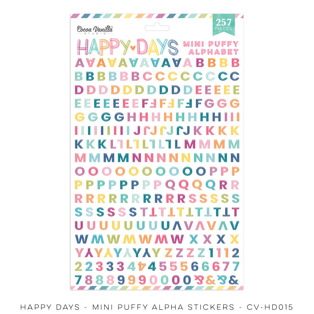 Cocoa Vanilla Studio - Happy Days - Mini Puffy Alphabet Stickers