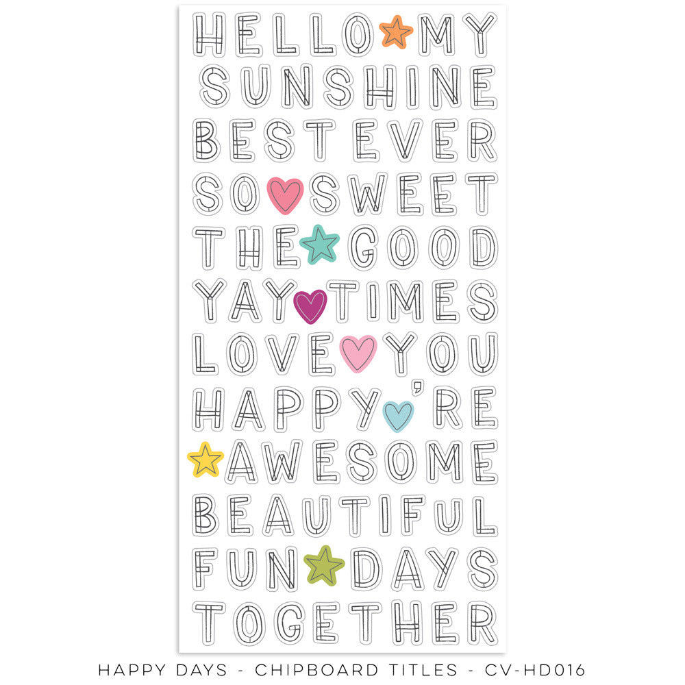 Cocoa Vanilla Studio - Happy Days - 6 x 12 Chipboard Titles