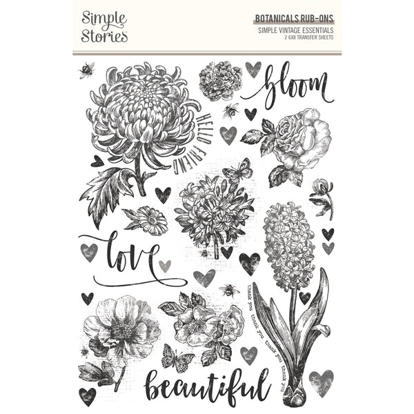 Simple Stories - Simple Vintage Essentials - Botanicals Rub-On Transfers