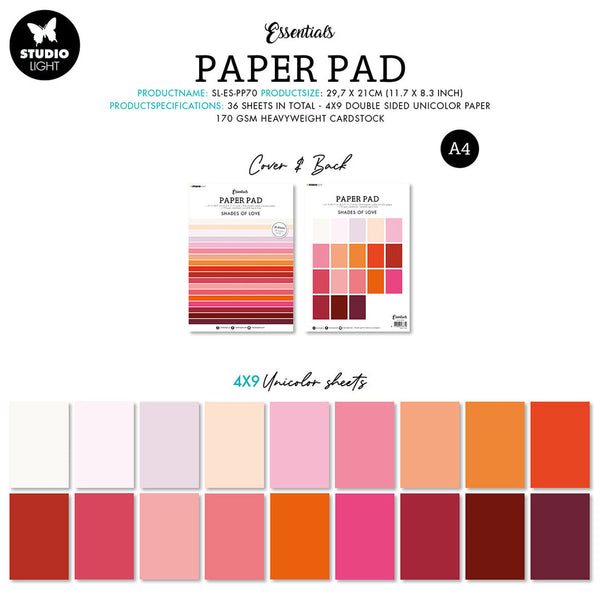 Studio Light - A4 Essentials Paper Pad - Shades of Love