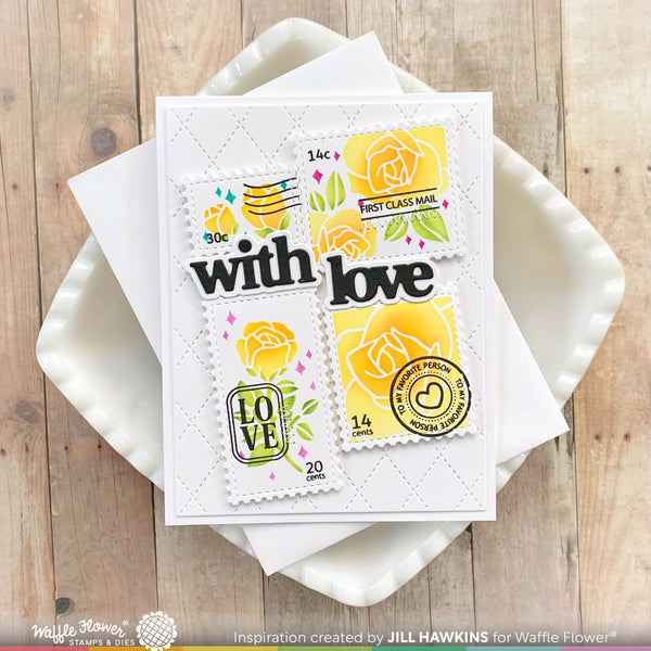 Waffle Flower - Postage Collage - Love clear stamp set