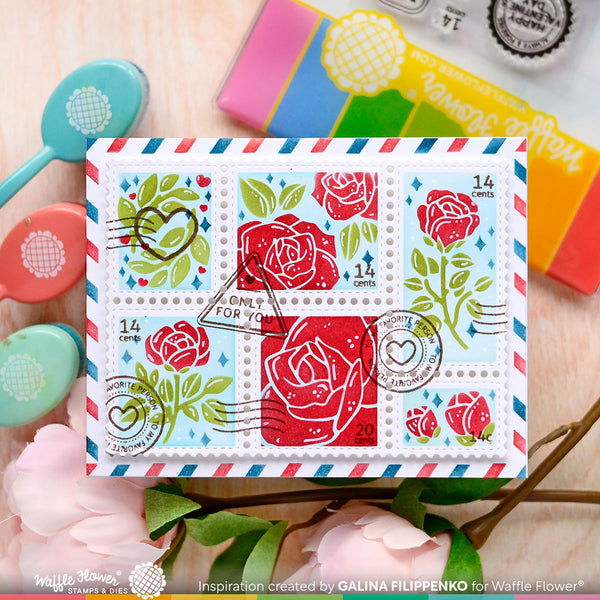 Waffle Flower - Postage Collage - Love clear stamp set