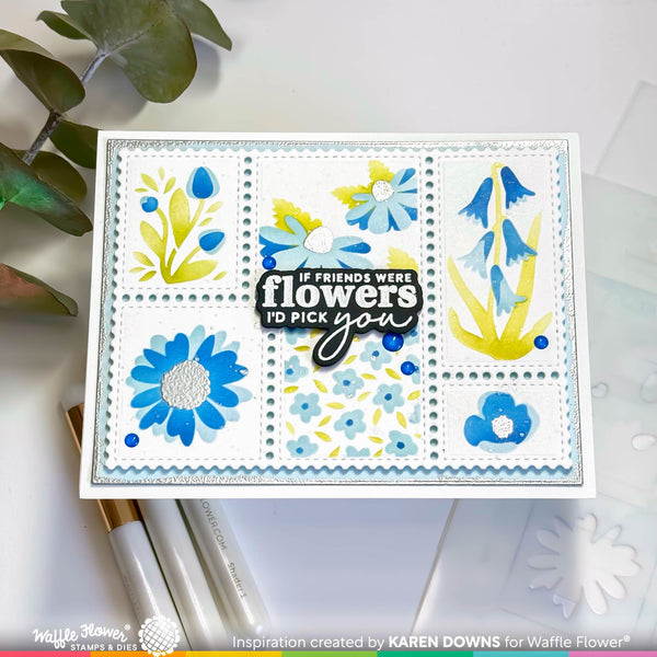 Waffle Flower - Postage Collage - Wild Flower Stencil