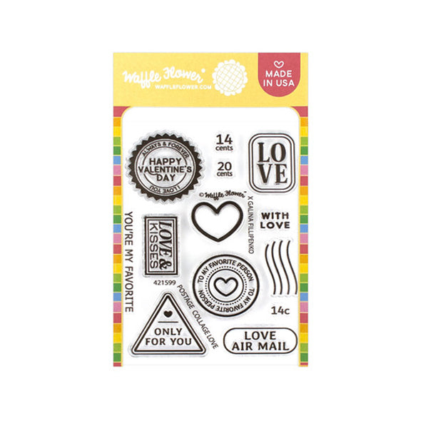 Waffle Flower - Postage Collage - Love clear stamp set