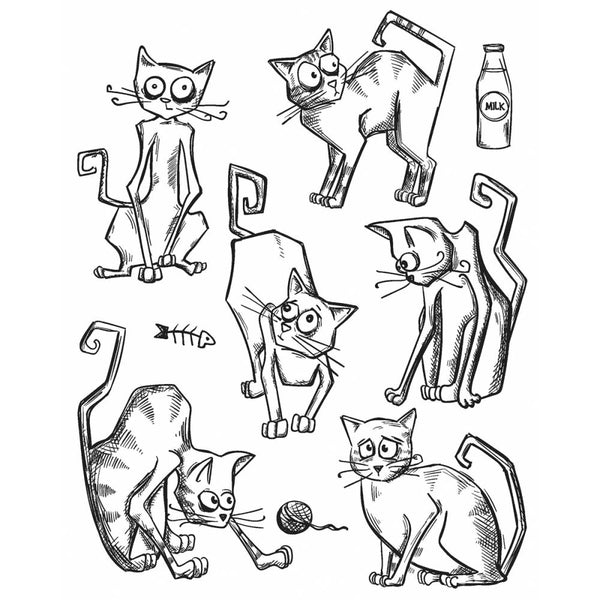 Tim Holtz - Cling Rubber Stamp Set - Crazy Cats