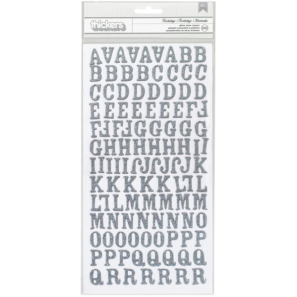 American Crafts - Rockabye - Silver Glitter Chipboard Thickers