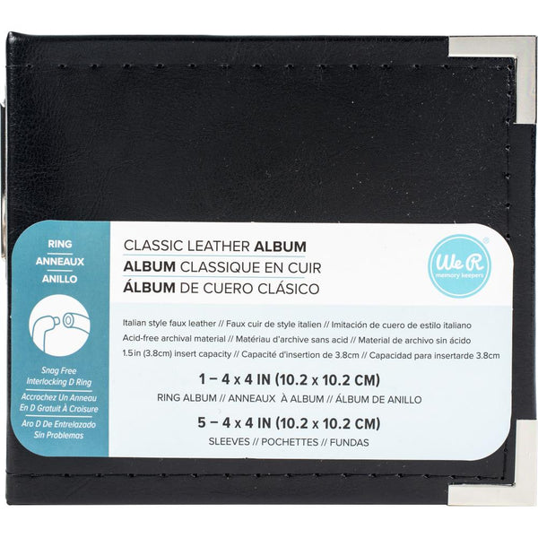We R Memory Keepers - 4 x 4 Classic Leather D-Ring Album - Black