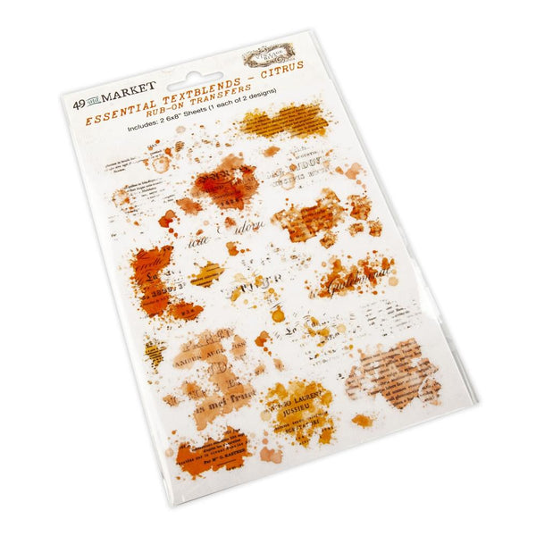 49 and Market - Vintage Bits - Essential Textblends - Citrus Rub-On Transfers