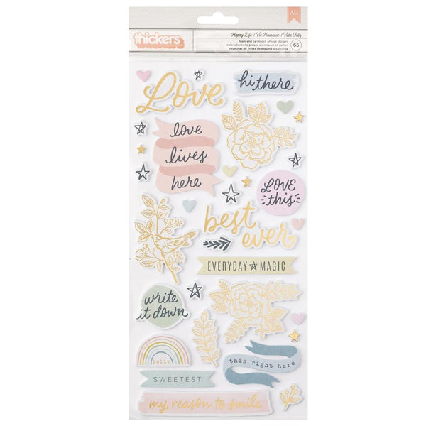 Crate Paper - Gingham Garden -  Happy Life Phrase Thickers