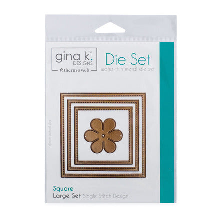 Therm-O-Web - Gina K. Designs - (3) Nested Square Dies - Single Stitch Design - Large Set