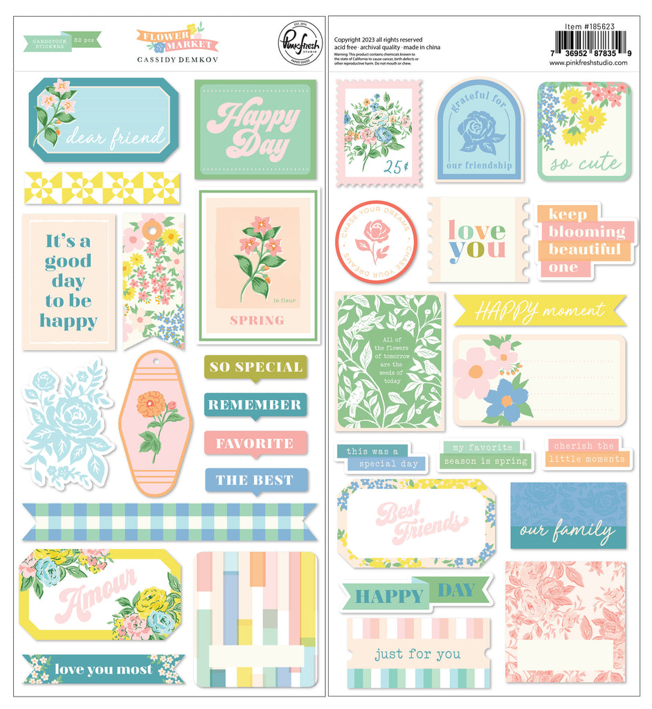 Pinkfresh Studio - Flower Market - Cardstock Stickers