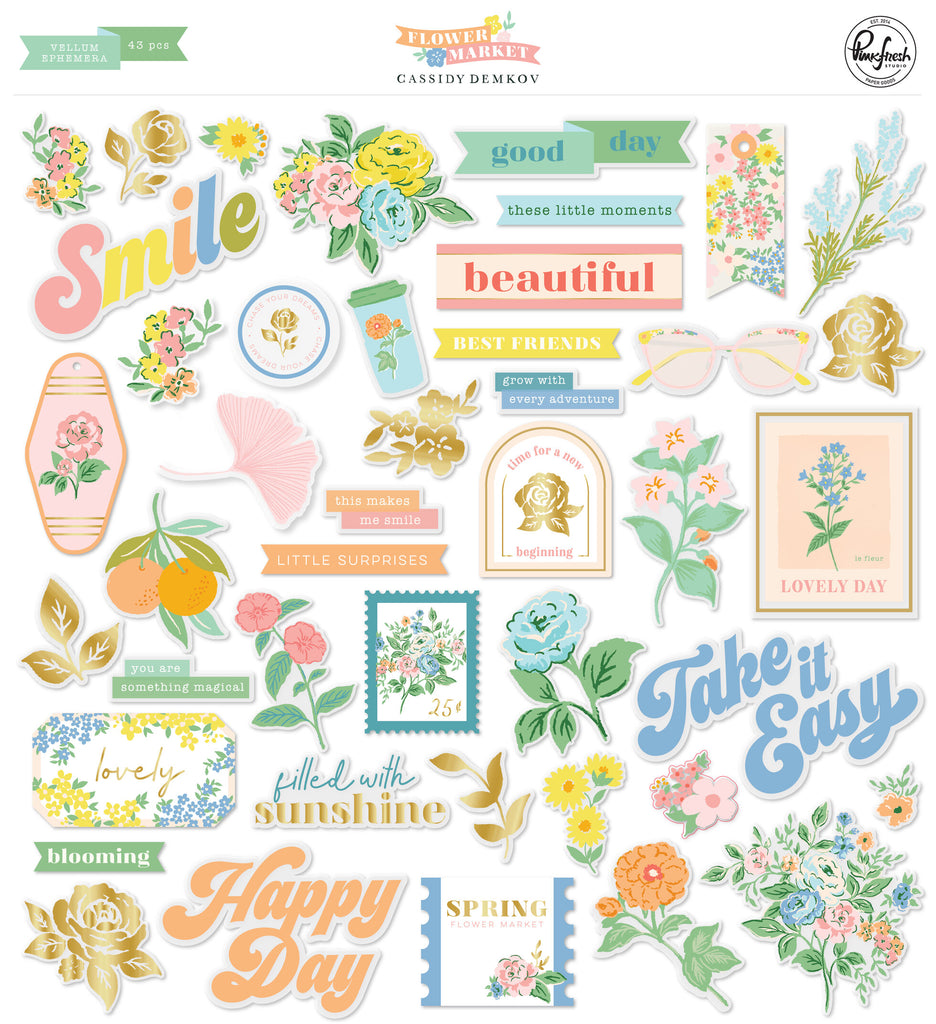 Pinkfresh Studio - Flower Market - Vellum Ephemera pack