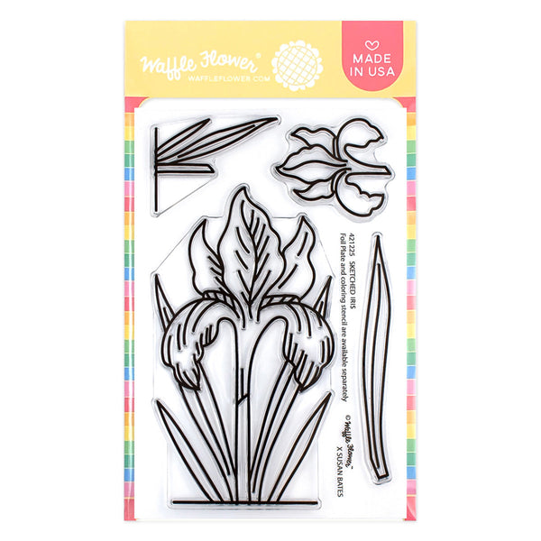 Waffle Flower - Sketched Iris - Clear stamp set