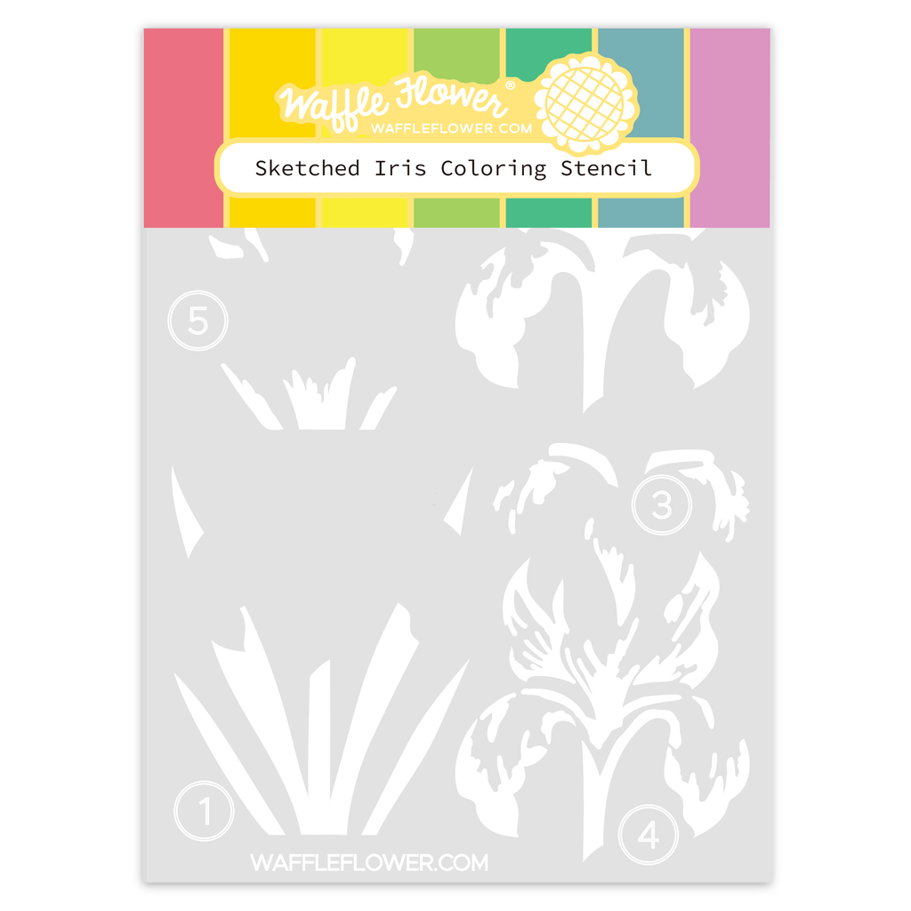 Waffle Flower - Sketched Iris Colouring Stencil