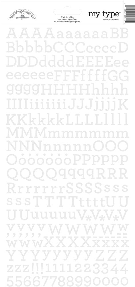 Doodlebug Designs - My Type - Lily White Alpha Stickers