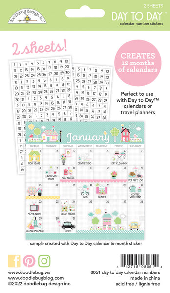 Doodlebug Design - Day to Day - Calendar Number Stickers