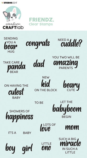 Studio Light - Creative Craft Lab -  Baby Text Friendz stamp set
