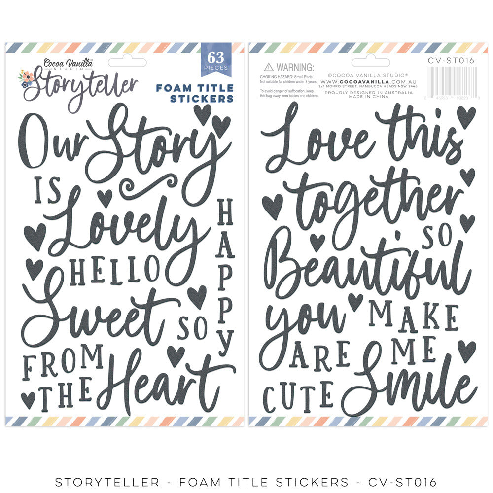 Cocoa Vanilla Studio - Storyteller - Foam Title Stickers