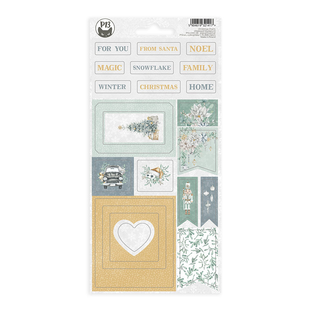 P13 - Christmas Charm - Chipboard Sticker Sheet 01