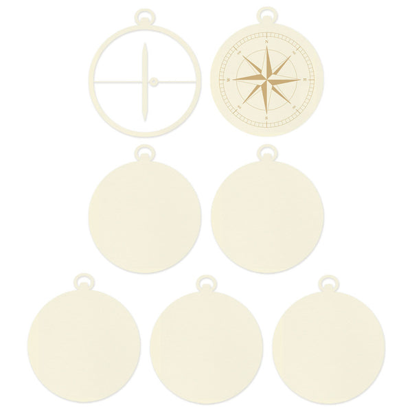 P13 - Hit the Road - Light Chipboard Embellishments - Compass