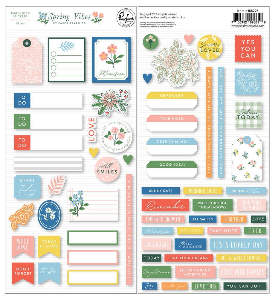 Pinkfresh Studio - Spring Vibes - Cardstock Stickers