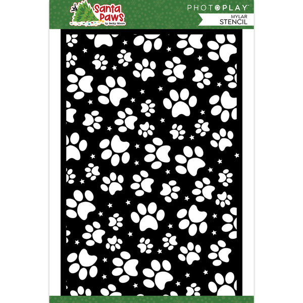 Photoplay Paper - Santa Paws -  6 x 9 Pawprint Stencil