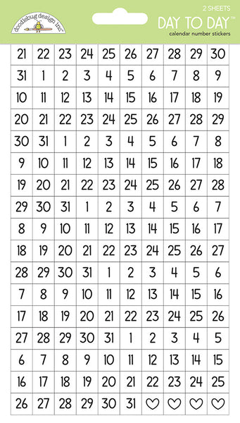 Doodlebug Design - Day to Day - Calendar Number Stickers