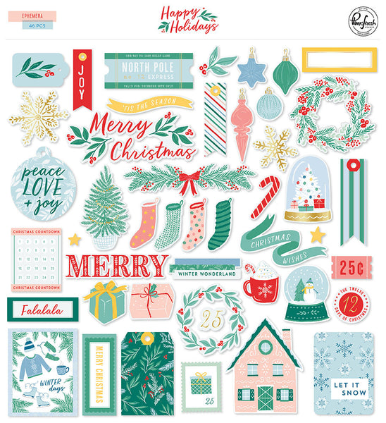 Pinkfresh Studio - Happy Holidays - Ephemera pack