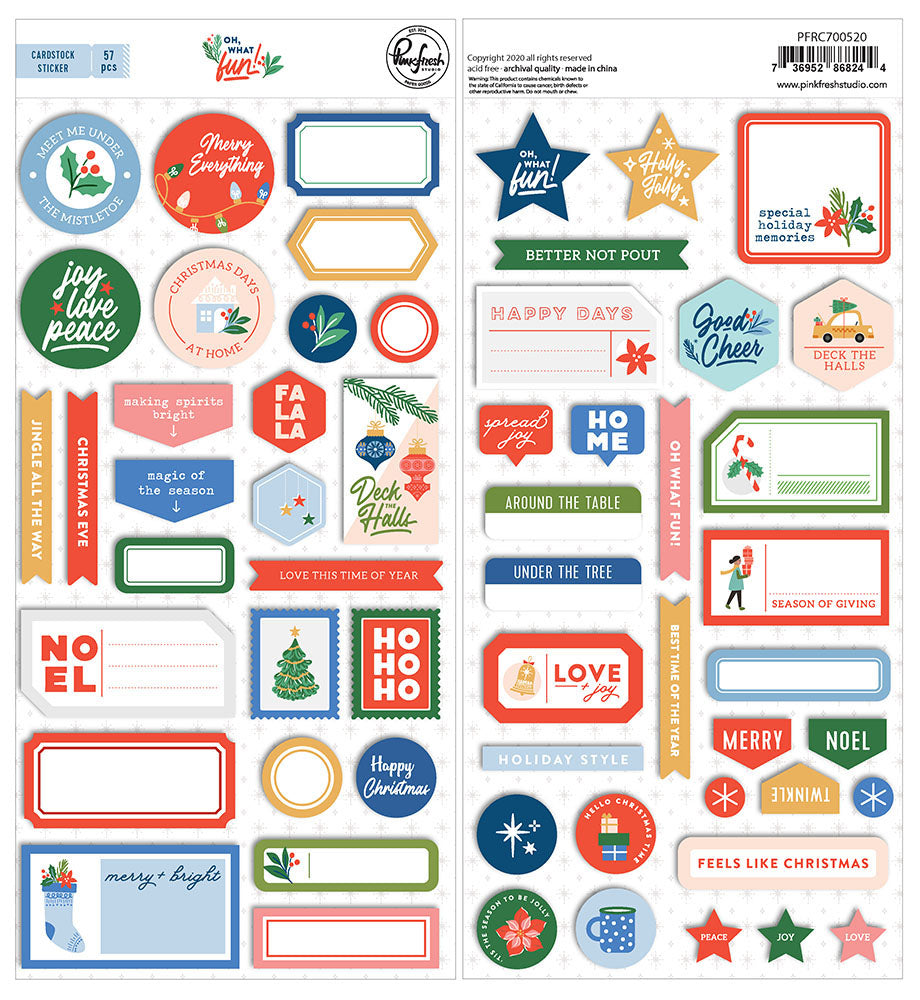 Pinkfresh Studio - Oh What Fun - Cardstock Stickers