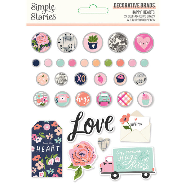 Simple Stories - Happy Hearts - Decorative Brads