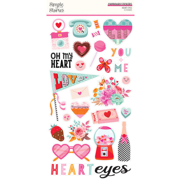 Simple Stories - Heart Eyes - 6 x 12 Chipboard Stickers