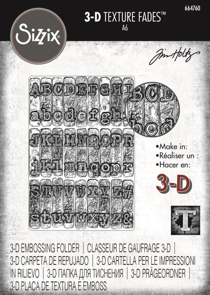 Sizzix - Texture Fades 3D Embossing Folder - Typewriter