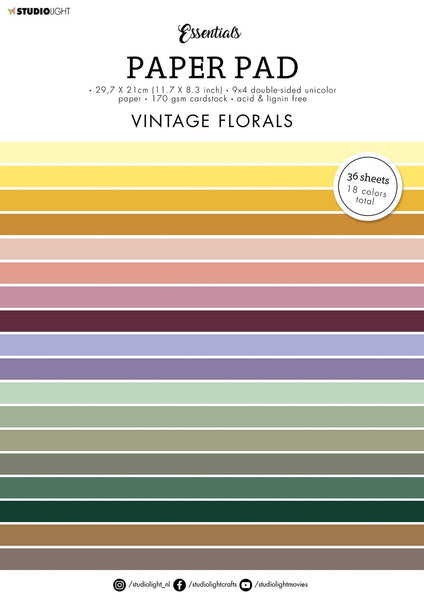 Studio Light - A4 Essentials Paper Pad - Vintage Florals
