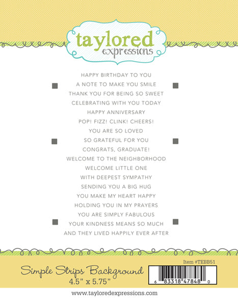 Taylored Expressions - Simple Strips - Background Stamp Set