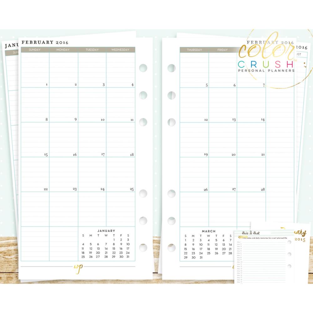 Webster's Pages - Colour Crush - Planner refill - 2016 Monthly view calendar A2 size