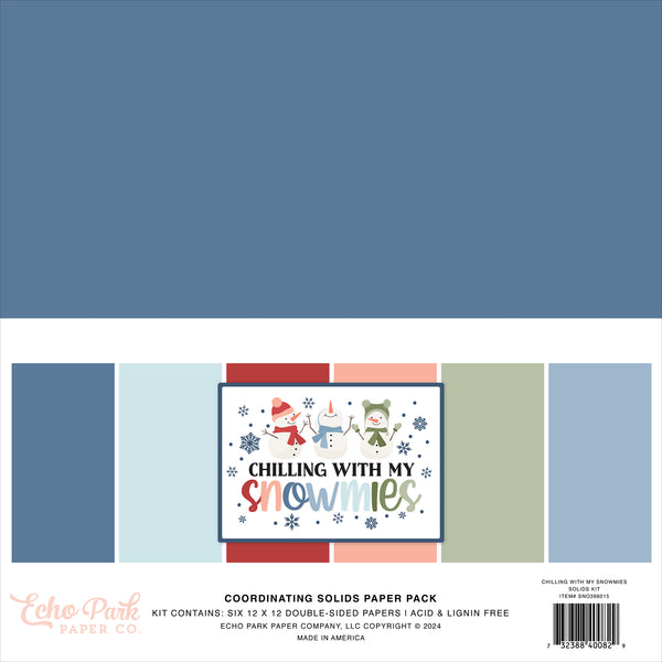 Echo Park - Chilling With My Snowmies - 12 x 12 Coordinating Solids Paper Pack