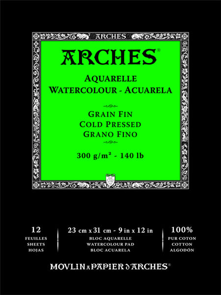 Arches - Aquarelle Watercolour Paper Pad - Cold Pressed 140lb