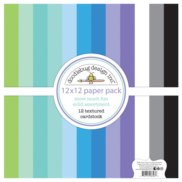Doodlebug Design - Snow Much Fun - 12 x 12 Textured Cardstock Paper Pack