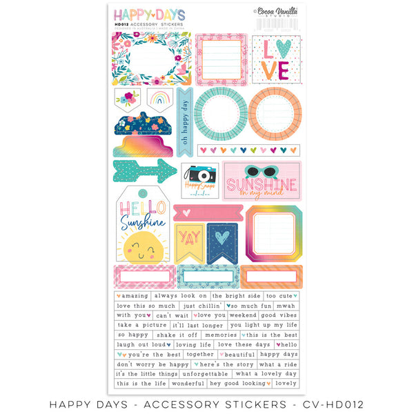 Cocoa Vanilla Studio - Happy Days - 6 x 12 Accessory Stickers
