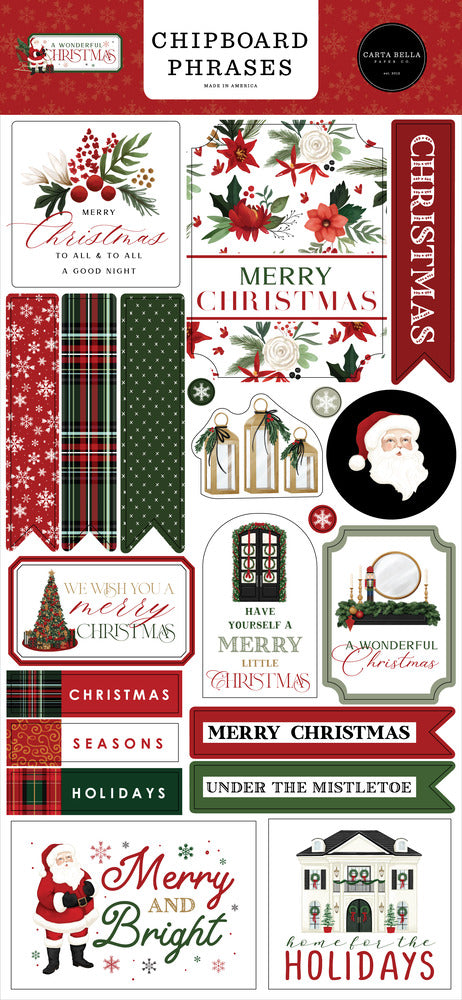 Carta Bella - A Wonderful Christmas - Chipboard Phrases