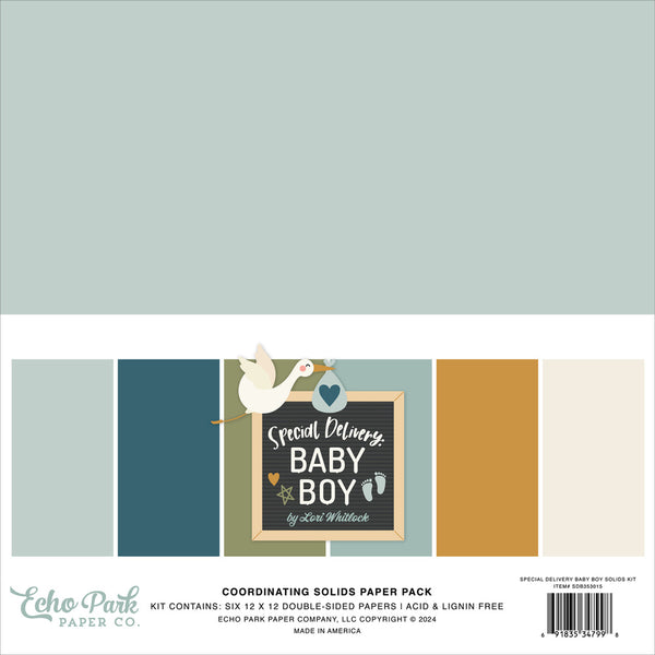 Echo Park Paper - Special Delivery - Baby Boy 12 x 12 Coordinating Solids Pack