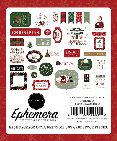 Carta Bella - A Wonderful Christmas - Ephemera Pack