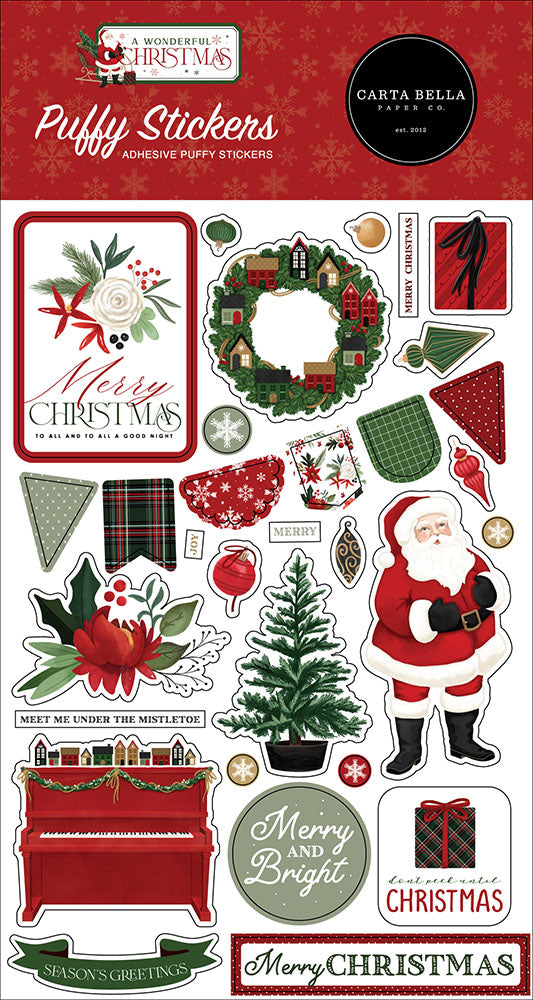 Carta Bella - A Wonderful Christmas - Puffy Stickers