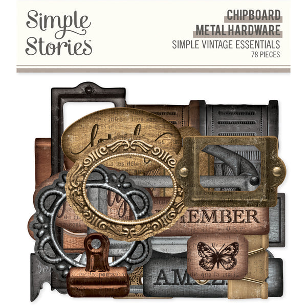 Simple Stories - Simple Vintage Essentials - Metal Hardware Chipboard