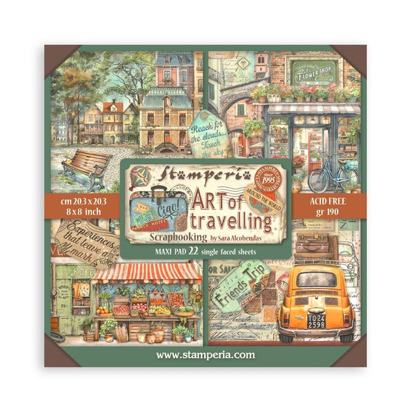 Stamperia - 8 x 8 Single-Sided Paper Pad - Art Of Travelling