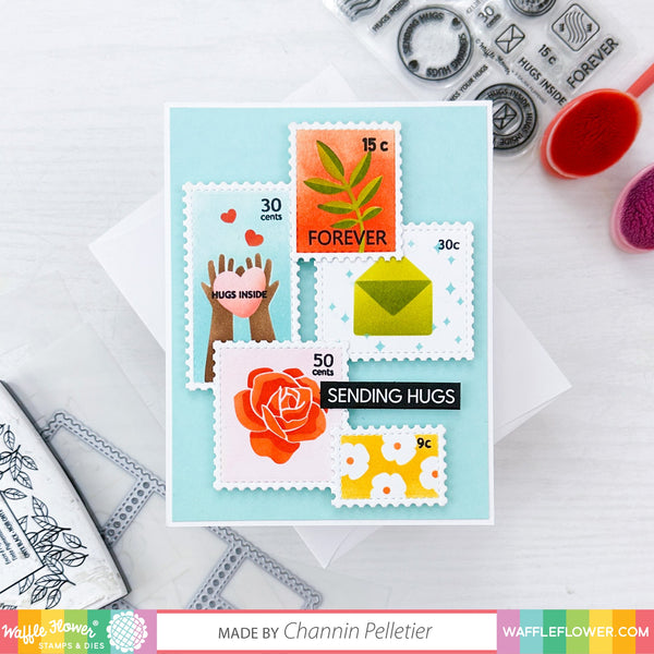 Waffle Flower - Postage Collage - Everyday Stencil