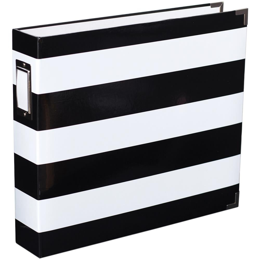 Heidi Swapp - D-Ring Album - Black & White Stripe 12"x12"